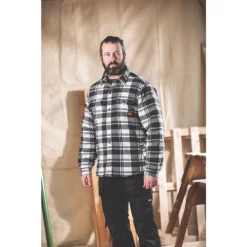 Chemise Rembourrée à Carreaux Scruffs Noire/blanche/grise, Tour De Col 21", Tour De Poitrine 44" -Magasin De Vêtements De Travail Élégant ae235 2467