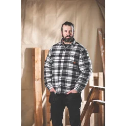 Chemise Rembourrée à Carreaux Scruffs Noire/blanche/grise, Tour De Col 21", Tour De Poitrine 44" -Magasin De Vêtements De Travail Élégant ae235 2468