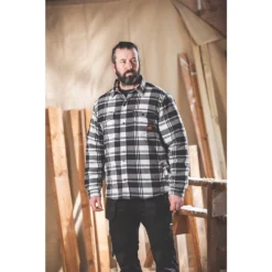 Chemise Rembourrée à Carreaux Scruffs Noire/blanche/grise, Tour De Col 21", Tour De Poitrine 44" -Magasin De Vêtements De Travail Élégant ae235 2469