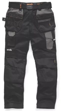 Pantalon De Travail Scruffs Pro Flex Holster Noir Tour De Taille 34" Longueur 30"