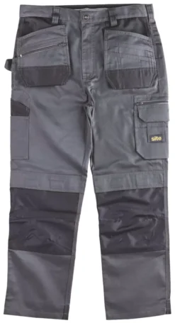 Pantalon De Travail Site Jackal Gris / Noir, Tour De Taille 32" Et Longueur De Jambe 34"