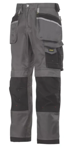 Pantalon à Poches étui Snickers DuraTwill 3212 Gris / Noir, Tour De Taille 33" Et Longueur De Jambe 30"