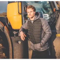 Veste Matelassée Légère Dotée De La Technologie Geo Therm JCB D+22 Gris/noir Taille M, Tour De Poitrine 44" -Magasin De Vêtements De Travail Élégant ae235 3040