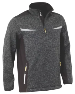 Pull En Maille Avec Bandes Haute Visibilité JCB Elmhurst Gris Chiné, Taille M, Tour De Poitrine 44"