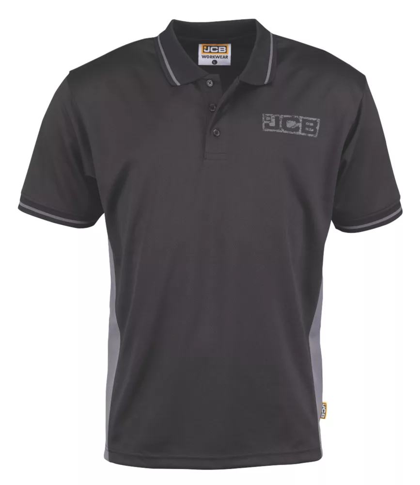 Polo JCB Trade Noir / gris Taille XL Tour De Poitrine 44-46" 3 Polo JCB Trade Noir / gris Taille XL Tour De Poitrine 44-46"