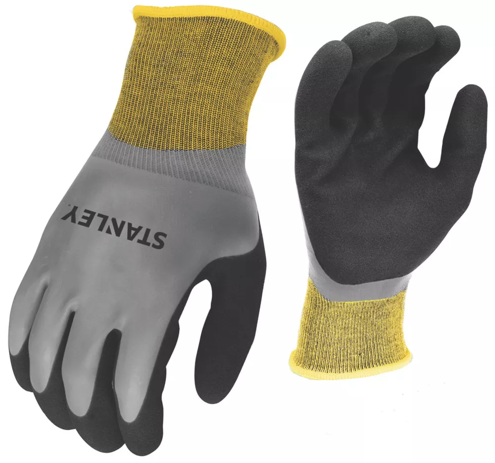 Gants Résistants à L'eau Stanley SY18L Noir/jaune/gris Taille L 3 Gants Résistants à L'eau Stanley SY18L Noir/jaune/gris Taille L